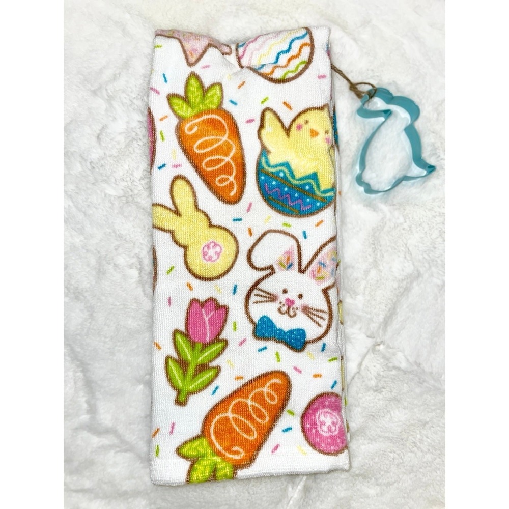 Cupcakes and Cashmere Set of 2 Easter‎ Kitchen Towels with Bunny Cookie Cutter